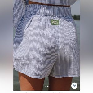 Daily Drills Seersucker Resort Shorts - Light Blue/ White Stripe- Worn Twice!